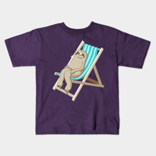 Funny sloth in a deck chair Kids T-Shirt